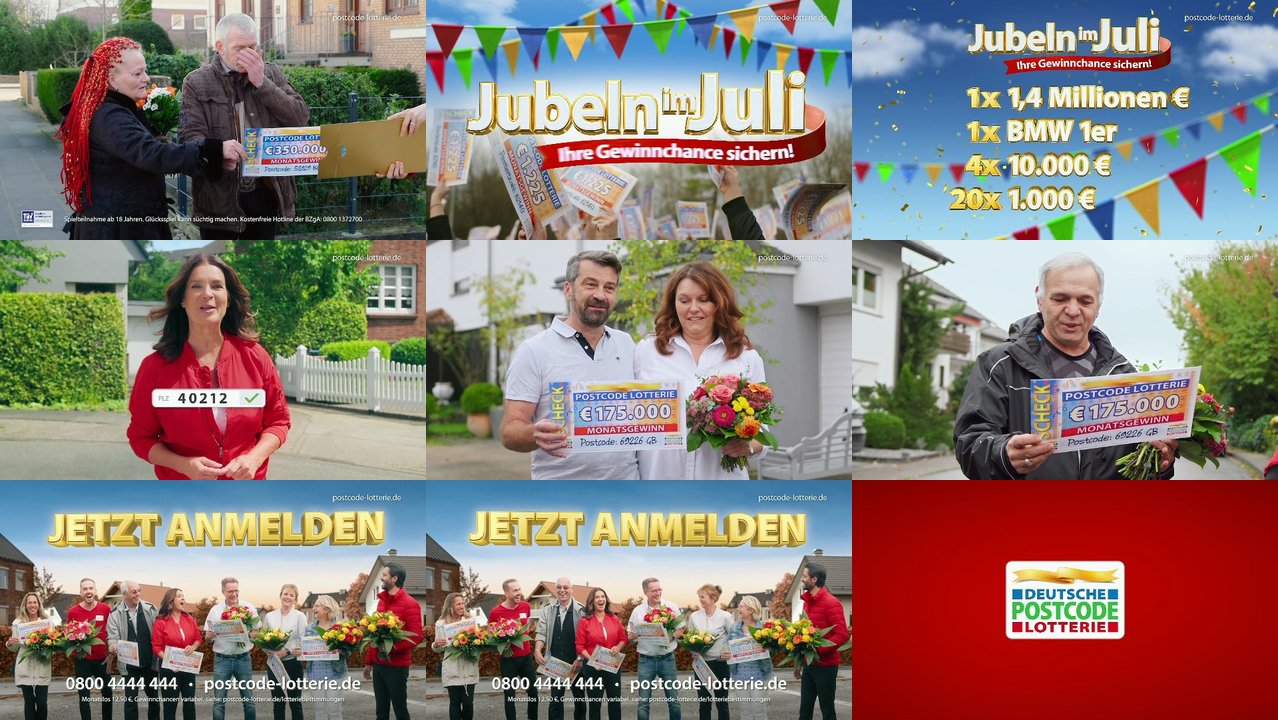 TV Spots - TV Werbung Von Deutsche Postcode Lotterie Der Letzten 120 Tage